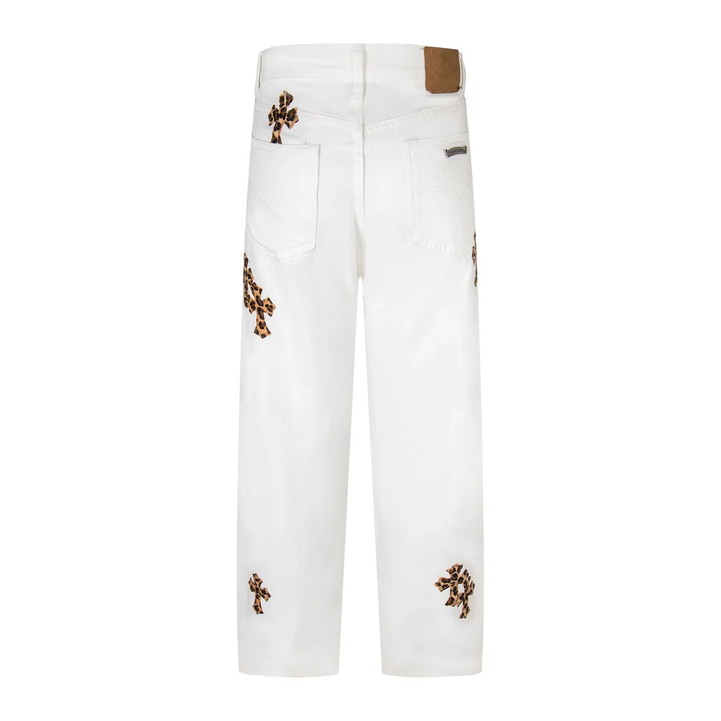 P220 Chrome Hearts｜CH Chrome Hearts 25SS high street jeans with leopard print and vintage graffiti paintings. Chrome Hearts are the most popular pants in color. Made of beaded canvas fabric, heavy washing makes the upper body of the fabric more textured and the pants are tall and straight! The three-dimensional cutting of the whole trousers is a masterpiece! The hardware is customized by zp. The beaded canvas fabric is thick and soft after being washed. It has good breathability. Customized small leather label. Unique design. The details are simple and elegant, and the workmanship is exquisite. The whole trousers are neatly routed and the details are in place! It’s so cool that both men and women can easily control the genderless trend! Style number: 1720# Color: White Size: 28 30 32 34 36